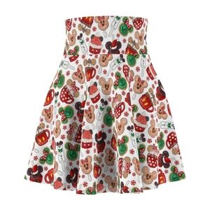 Disney Christmas Holiday Treats Snacks Skater Skirt AOP, Size Small